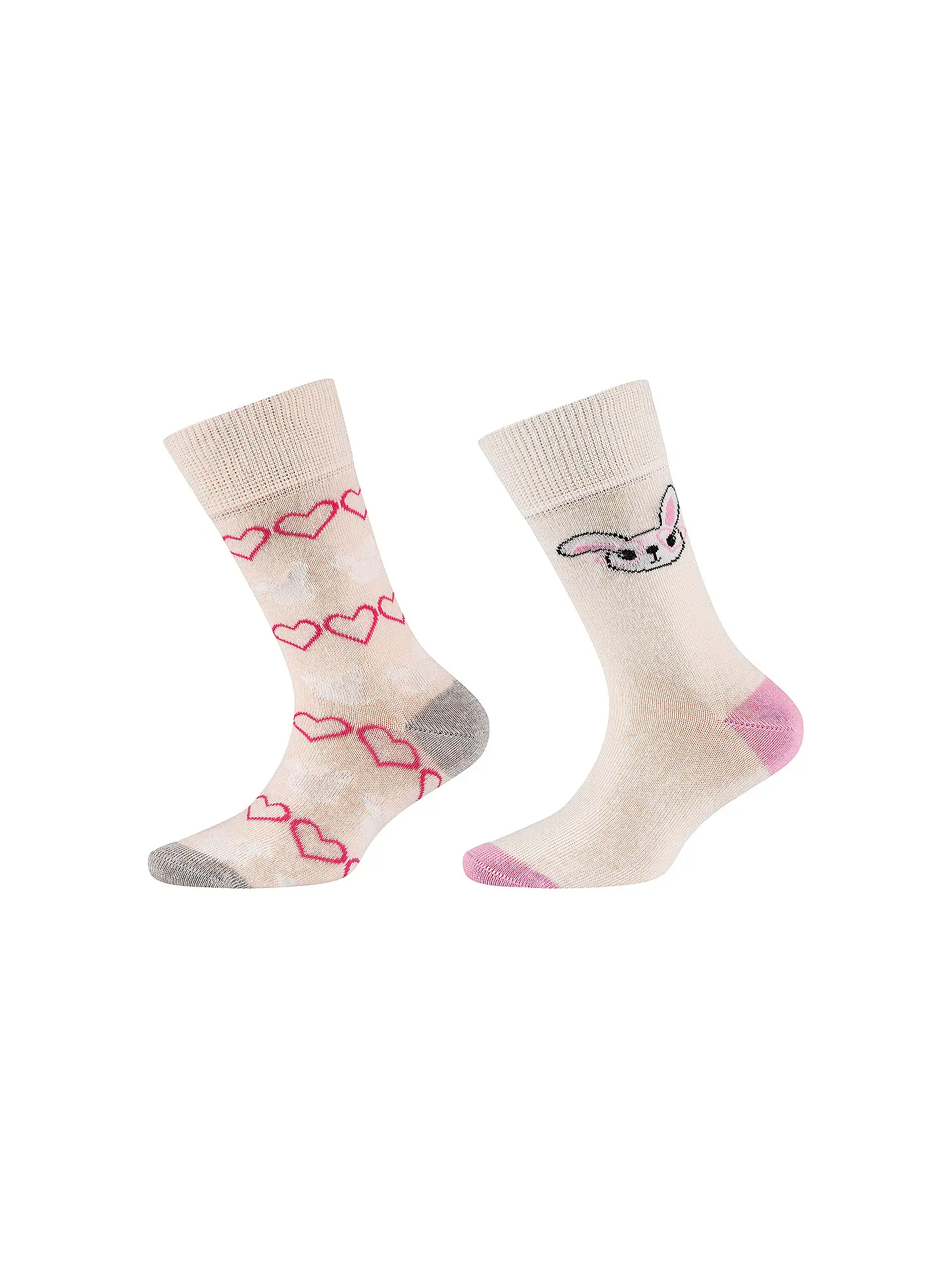 CAMANO | Mädchen Socken 2-er Pkg shocking pink | creme